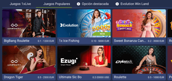 Juega a juegos en vivo en el casino 1xBet Juegos en vivo en el casino 1xBet